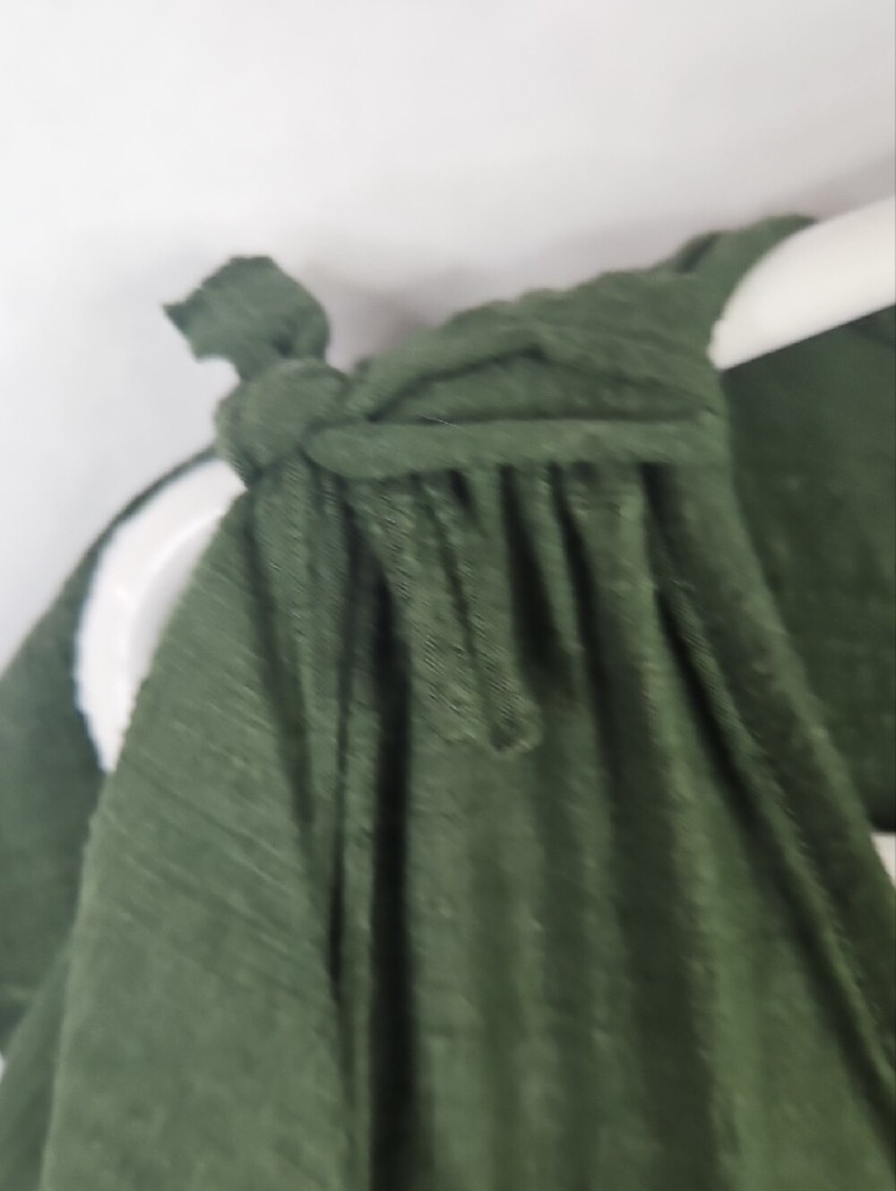 Max Studio Dark Olive Tiered V-Neck Ruffle Sleeve Dress Size Small - Picture 4 of 8
